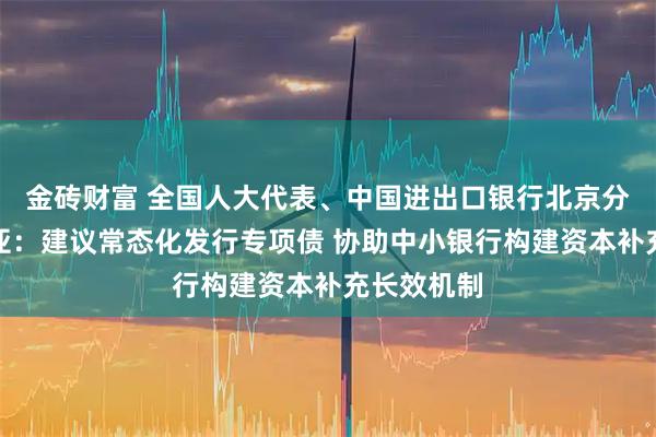 金砖财富 全国人大代表、中国进出口银行北京分行行长刘亚：建议常态化发行专项债 协助中小银行构建资本补充长效机制