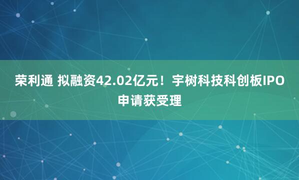 荣利通 拟融资42.02亿元!宇树科技科创板IPO申请获受理