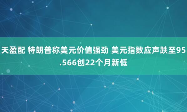 天盈配 特朗普称美元价值强劲 美元指数应声跌至95.566创22个月新低